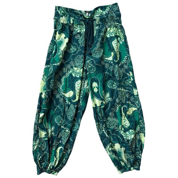 Free People Afterglow Paisley Woven Joggers Pants Lagoon Combo Size Small - Picture 4 of 11